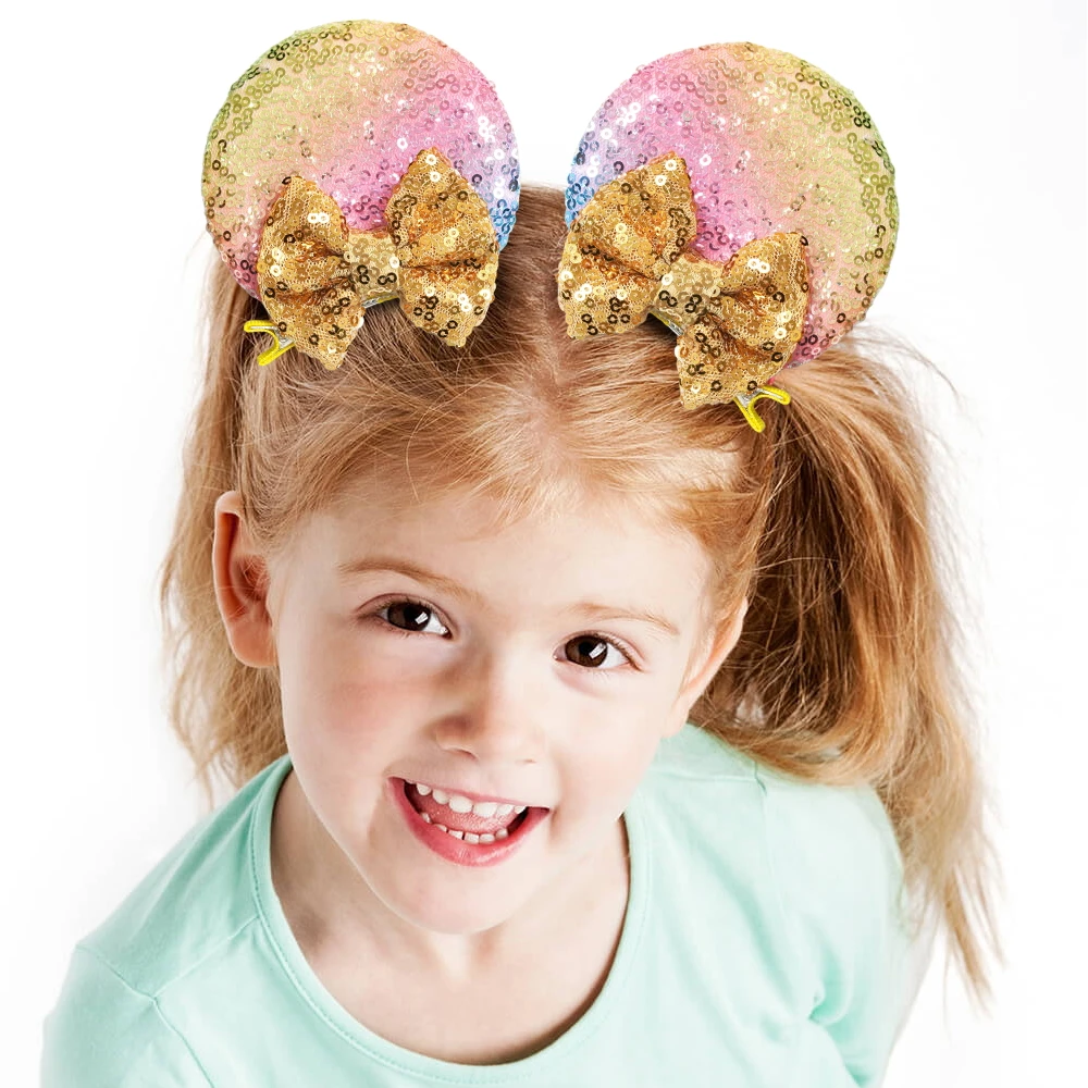 4 Stück Pailletten-Mäuseohren-Haarspangen, Glitzer-Haarschleifen, Niedliche Mäuseohren-Haarspangen für Frauen und Mädchen, Haaraccessoires für Partys – Detail 14