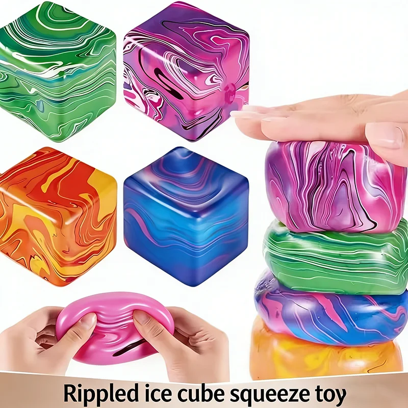 Colorful Frosted Square Pressure Reducing Squeezed Ice Cubes Maltose Slow Rebound Adult Gift DIY Accessories Office Decoration