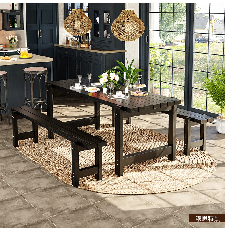 

Homestay home living room guest rest Internet celebrity simple leisure dining table chair anti-corrosive solid wood three-piece