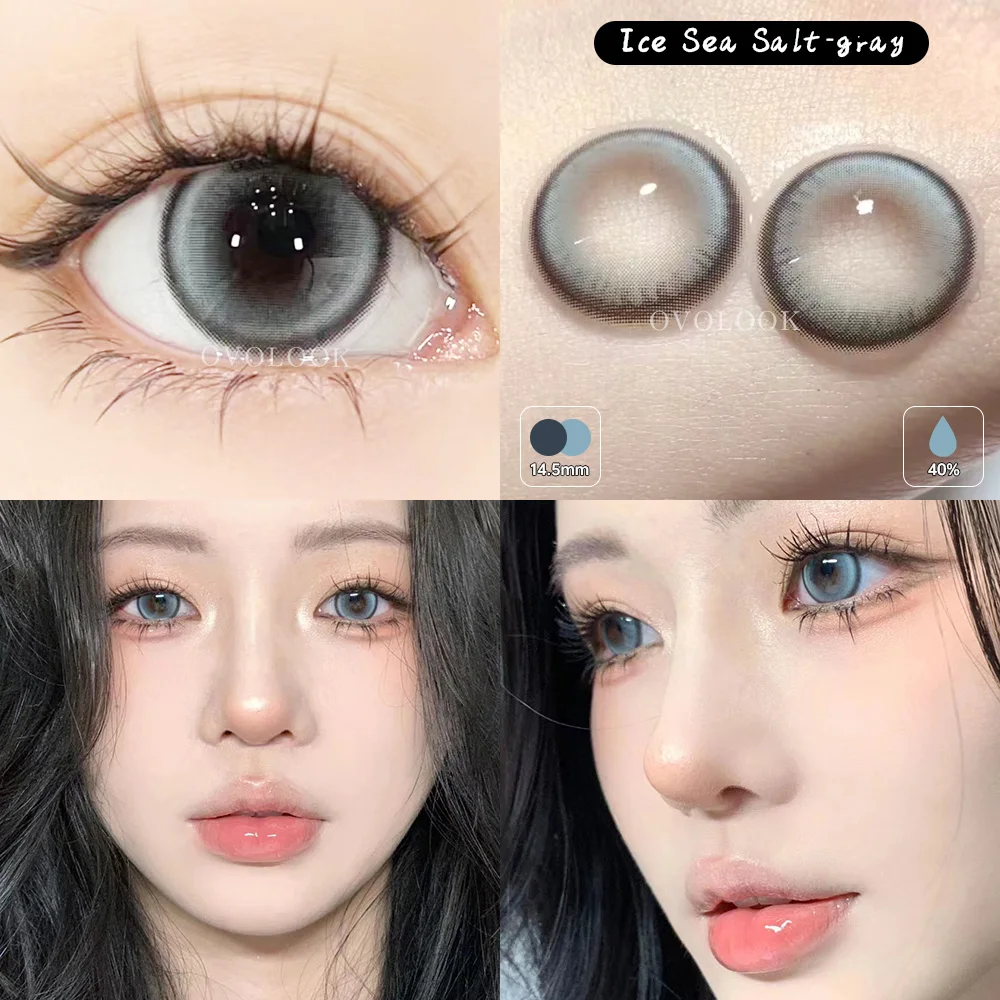 OVOLOOK-1 Pair Blue&Green Lenses Colored Eyeglass Lenses Bright Beauty Pupils Eye Color Lenses Myopia With Diopter Fashion Lens