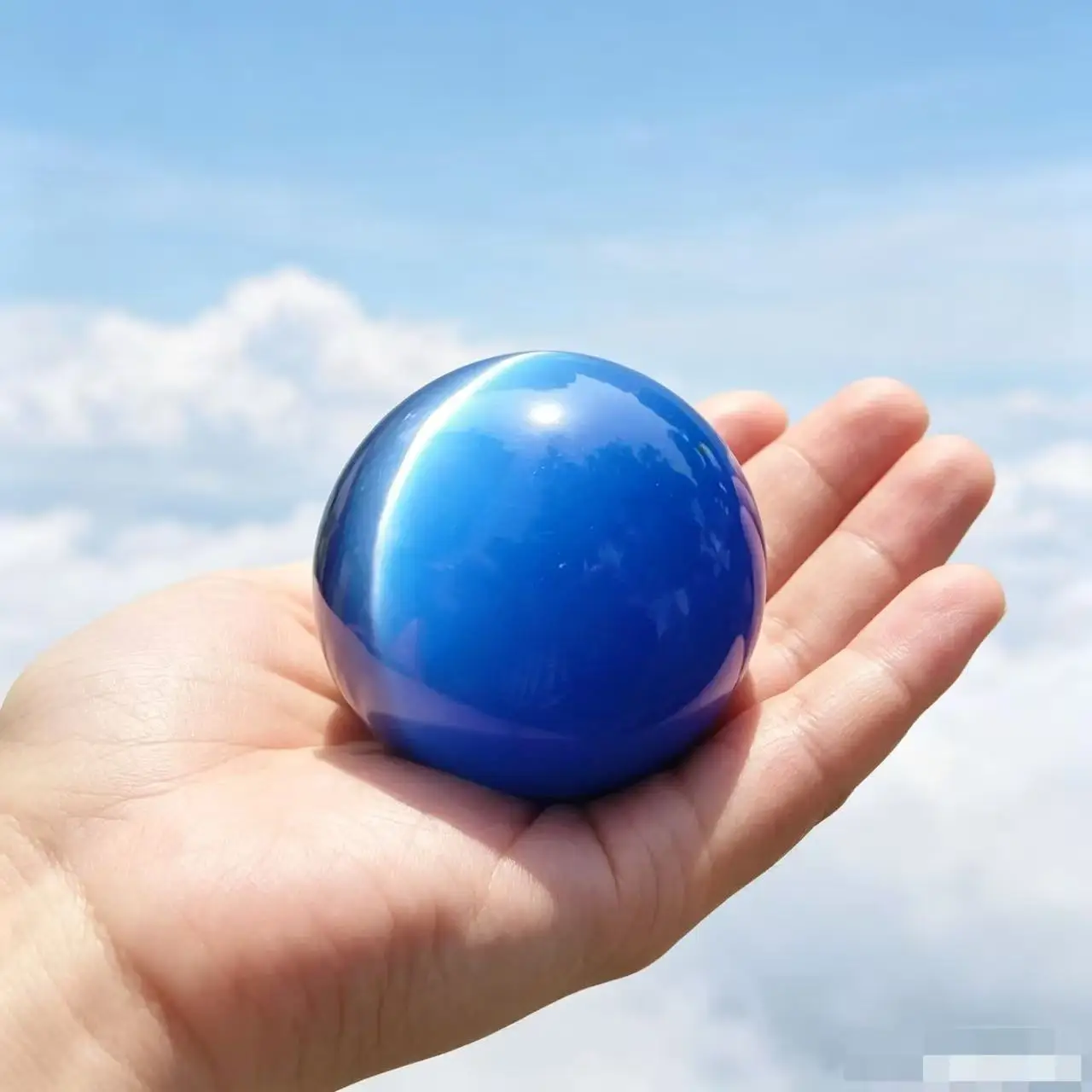 Blue Cat's Eye Crystal Glass Energy Sphere, For Spiritual Healing, Home Decoration, Demagnetization Divination, Meditation, As a