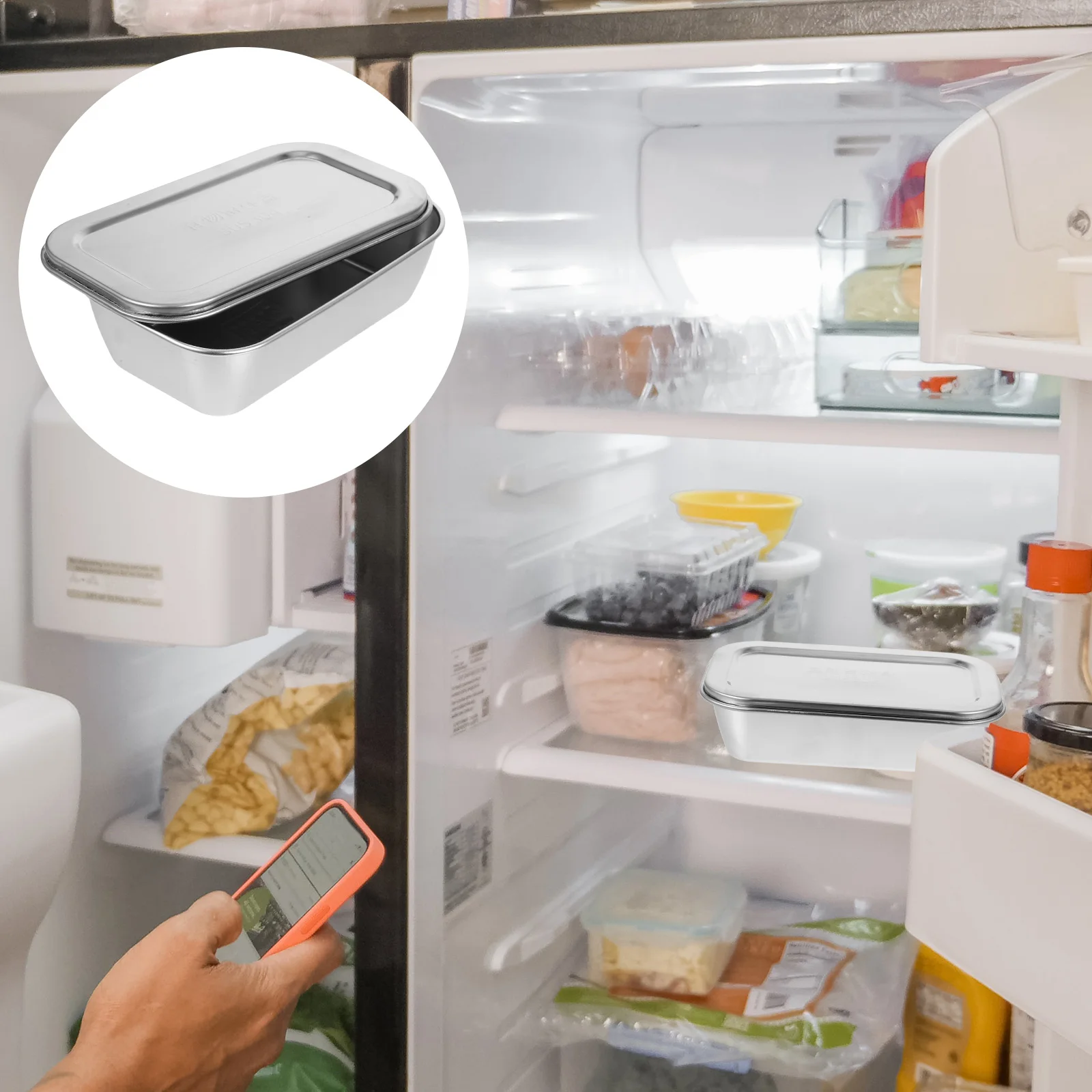 

Ice Cream Box Freezer Storage Containers Boxes Fruit Crisper Camping Homemade Bacon Holder for Refrigerator Glass