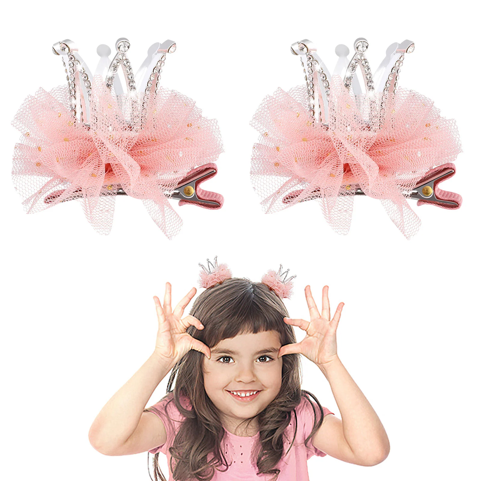 

2 Pcs Bow Hairpins Girls Clips Accessories Crown Issue Card Birthday Party Headdress for Toddler Kids Barrettes