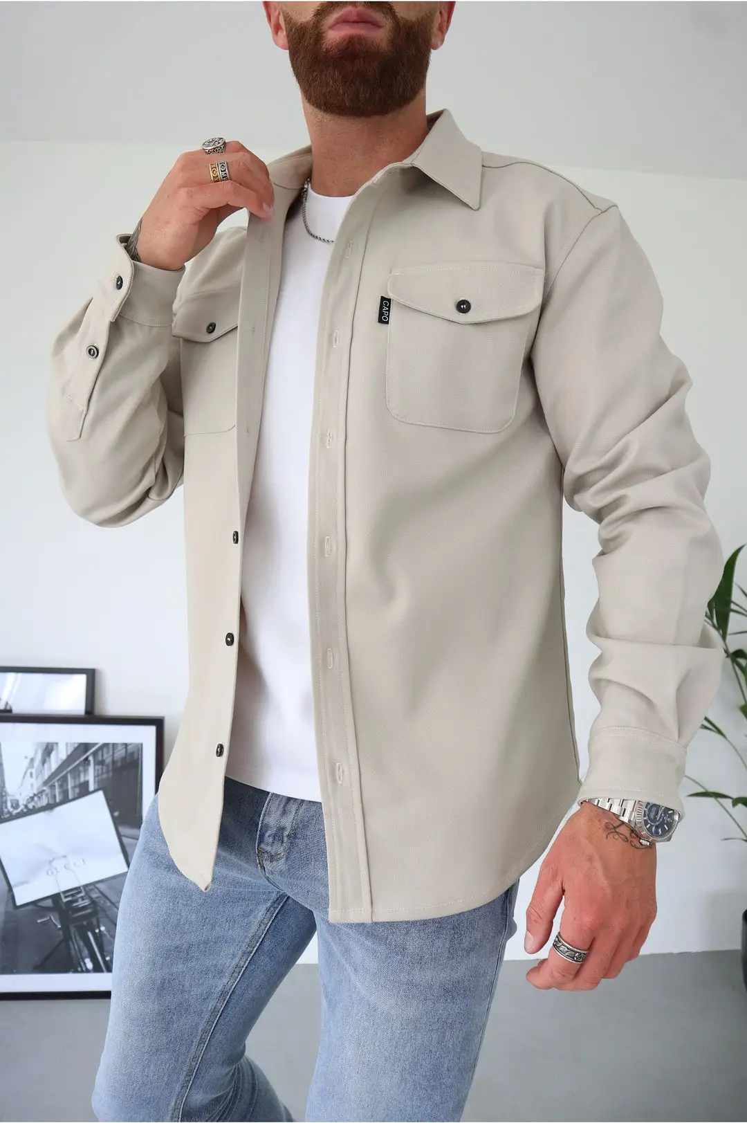 

Autumn Winter Men's Casual Pocket Long Sleeved Shirt Plush Warm Business Casual Shirts Men Jacket Coat Clothing