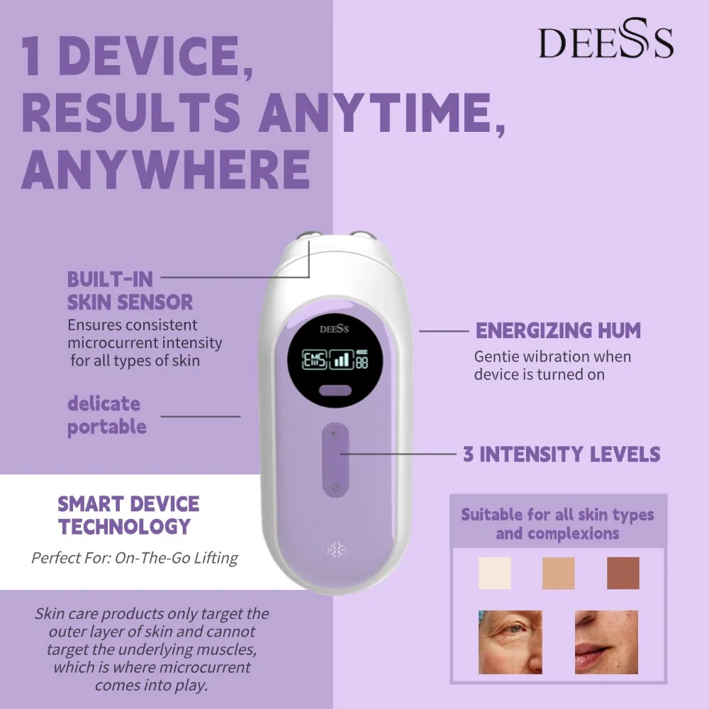 DEESS GP520 Microcurrent Facial Device -Types,Reduces for All Skin，Instant Lift,Conceals Dark Circles,Reduces Puffiness,Smooths