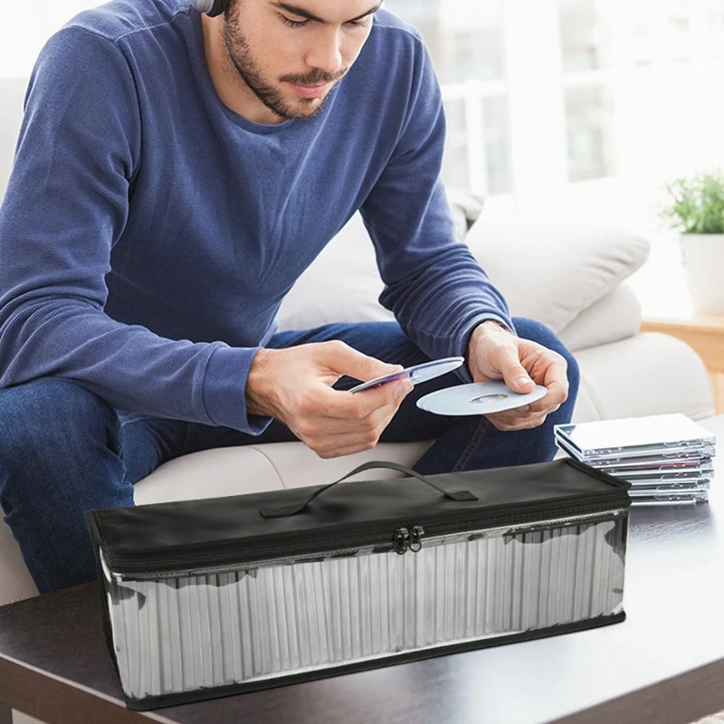 CD Storage Bag Transparent TPU Dust Proof Storage Bag Home DVD Disc Portable Bag Boxes Album Game Disc Storage Box-DT30
