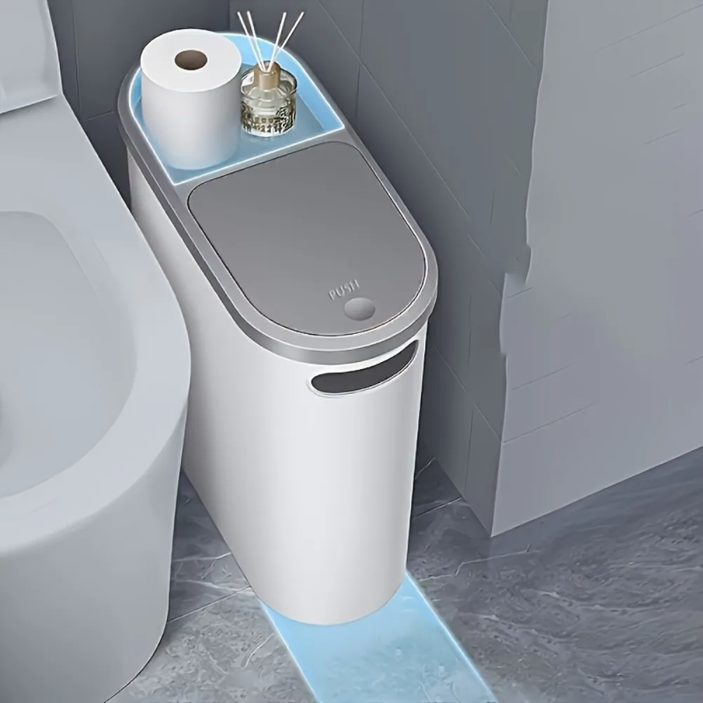 

Minimalism Bathroom Trash Can 10L Large Capacity Crevice Wastebasket Bathroom Press-type Recycle Bin Bathroom Accessories