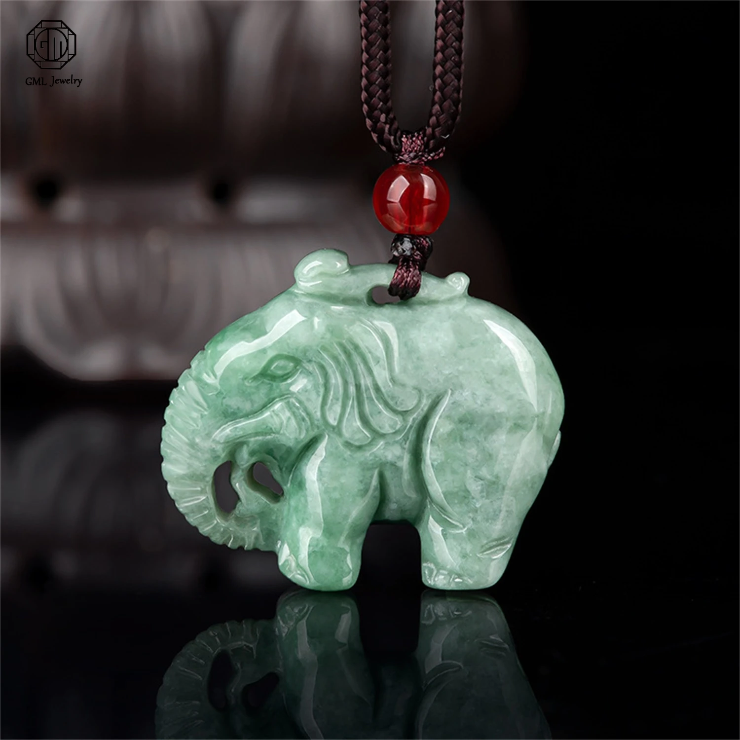 

Natural Type A Jadeite Small Elephant Peace Prosperity Icy Type Pendant Hanging Ornament Decoration Jade Bead Jewelry