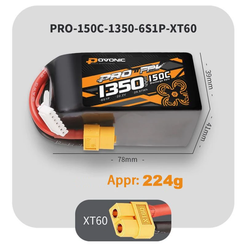 6S 22.2V 1350mAh 150C LiPo Battery For RC Helicopter Quadcopter FPV Racing Drone Parts With XT60 Plug 6s Battery