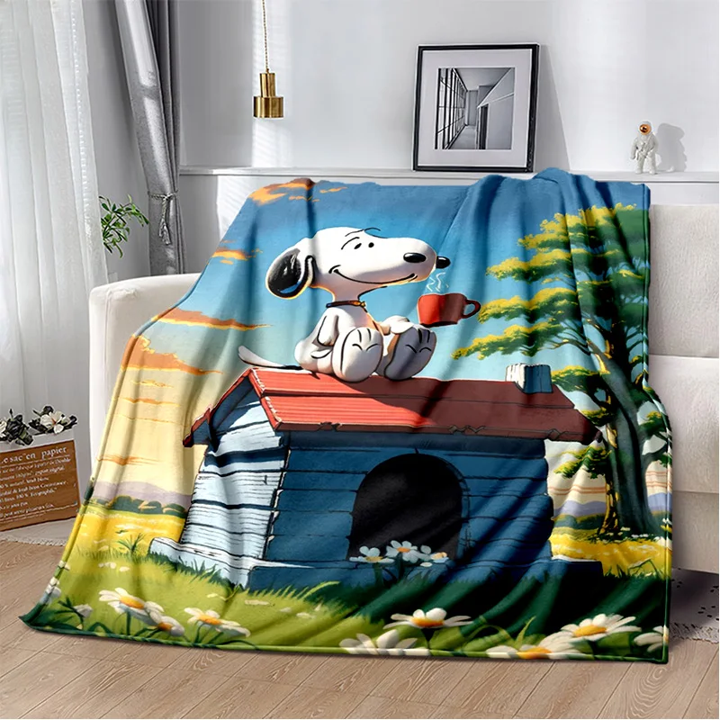 Retro Snoopy Kawaii Cartoon Dog Soft Plush Blanket,Flannel Blanket Throw Blanket for Living Room Bedroom Sofa Cover Kids Gift