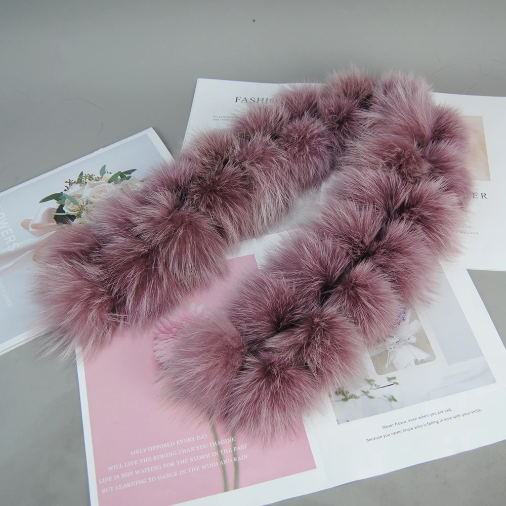 Brand Luxury Women Winter Natural Real Raccoon Fur Scarf Fashion Lady Warm Genuine Fox Fur Neckerchief Real Fox Fur Ring Scarves