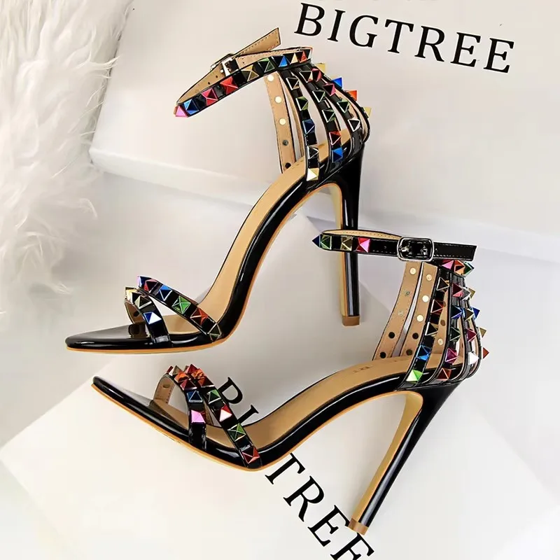 BIGTREE Sandals Roman Style Stiletto Heel 3