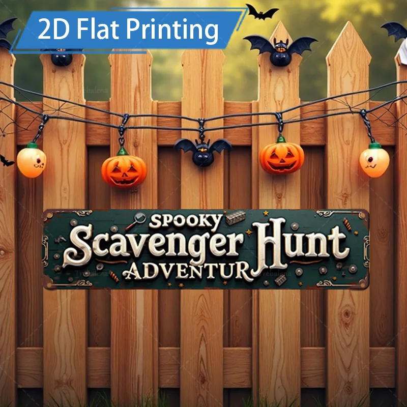 1pc 8x12inch Metal Sign Spooky Scavenger Hunt Adventure: Halloween Themed Metal Sign Decor