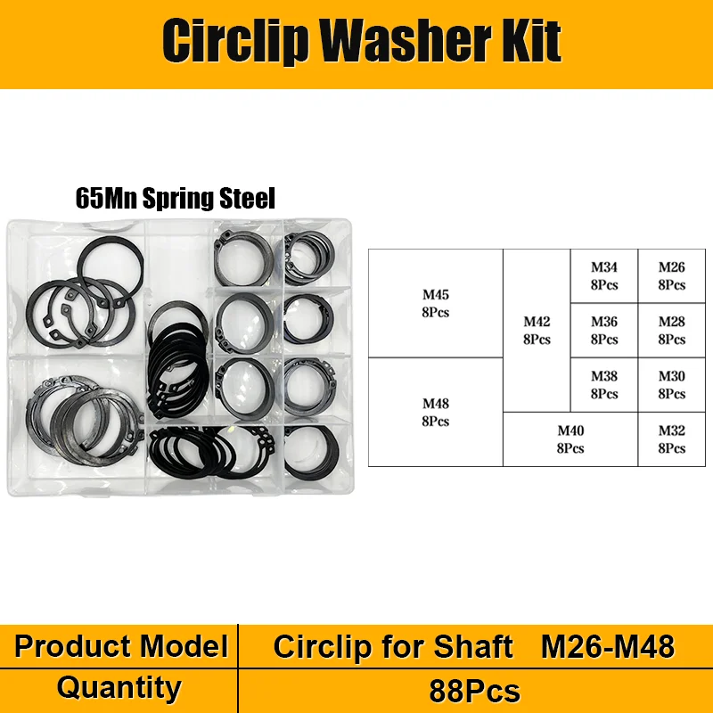 Externe Sicherungsringe C-Clips Unterlegscheiben Sicherungsringe Interne Sicherungsringe aus Edelstahl und Kohlenstoffstahl M3-M48 für Wellen – Detail 11
