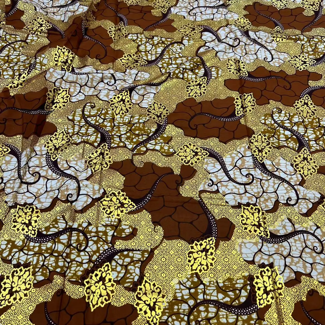 100% Cotton Gold Print Wax Pagne Super Fabric Guaranteed Veritable African Real Wax Fabric Nigeria Ankara Wax Batik Soft Fabric