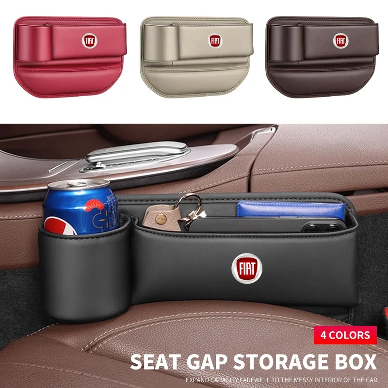 Caja de almacenamiento para espacio de asiento de coche, organizador lateral para hendiduras con portavasos para Fiat JUNTO abarth 500 stilo ducato palio bravo doblo Egea