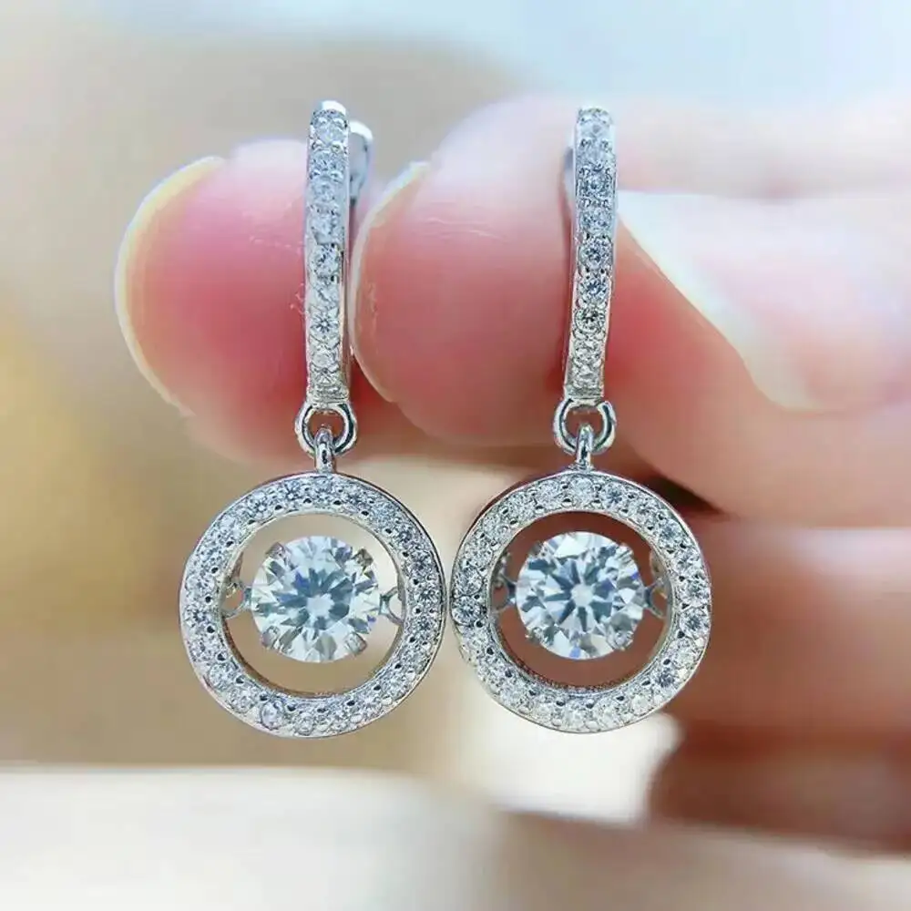 SG 1-2Ct D-Farbe Moissanit Runde Tropfen-Ohrringe S925 Sterling Silber Hochzeitsschmuck für Damen – Detail 6