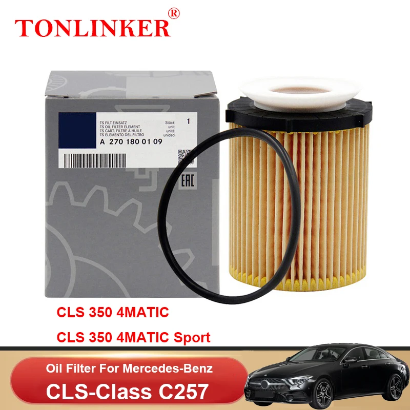 

TONLINKER Oil Filter A2701800109 For Mercedes Benz CLS Class C257 2018-2021 CLS 350 4MATIC M264 2.0L Car Accessories A2701840225