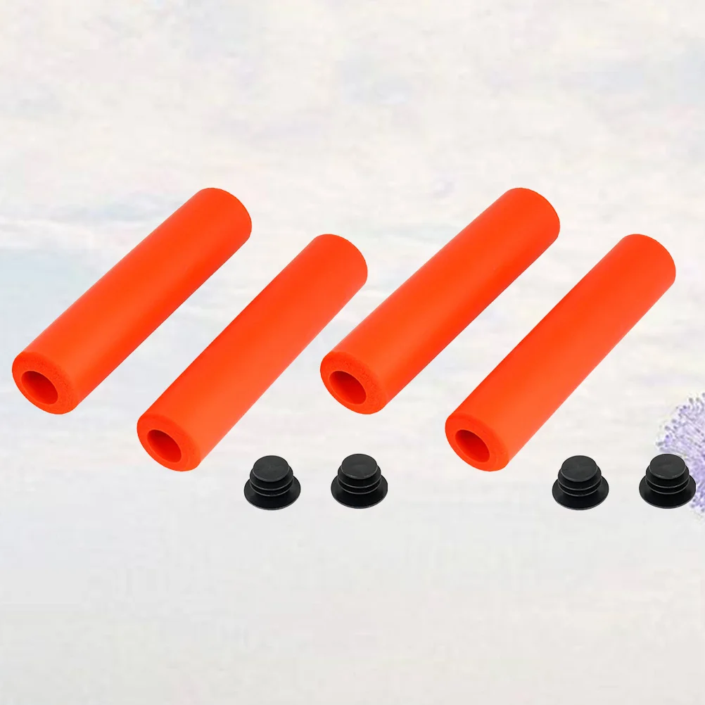 2Pairs Fietsen Handvatten Anti-Slip Oppervlak Nat Droog Grip Comfortabele Oranje Stuur Covers Handvatten