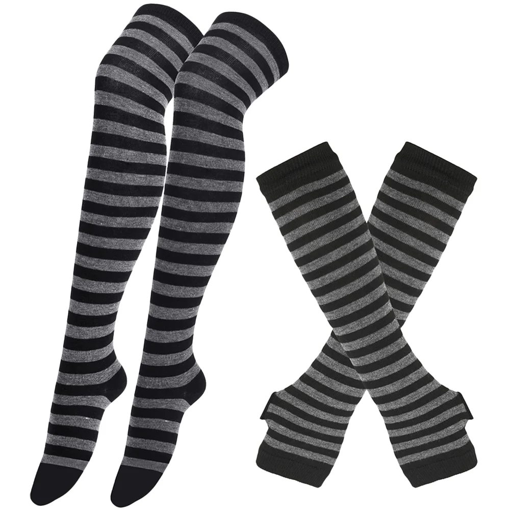 Striped Glove Stockings Socks Comfortable Warmth High Winter Items Sleeves Washable Cotton Long Miss Warmers