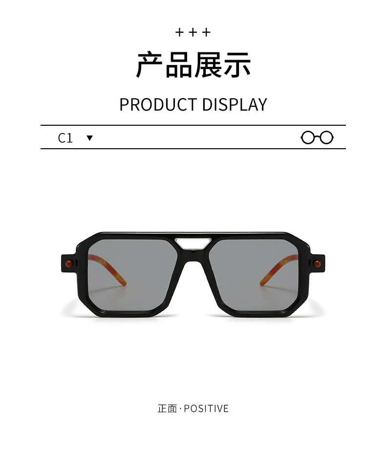 Polygon-Sonnenbrille, rechteckig, modisch, beliebt, für Damen und Herren, quadratische Sonnenbrille für Damen und Herren, Sommer-Reisebrille – Detail 8