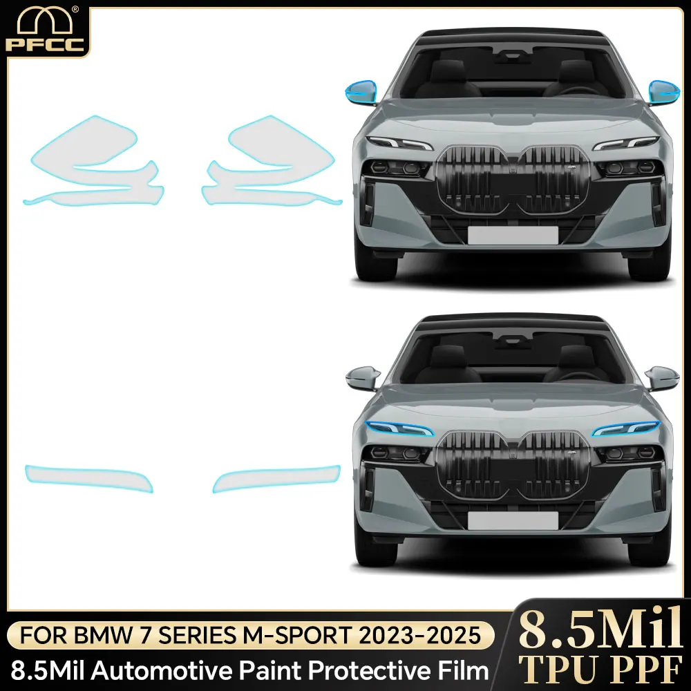 

Headlight Rearview Film For BMW 7 Series G70 M Sport 2023 2024 8.5mil Pre Cut Paint Protection TPU PPF Transparent Anti-scratch