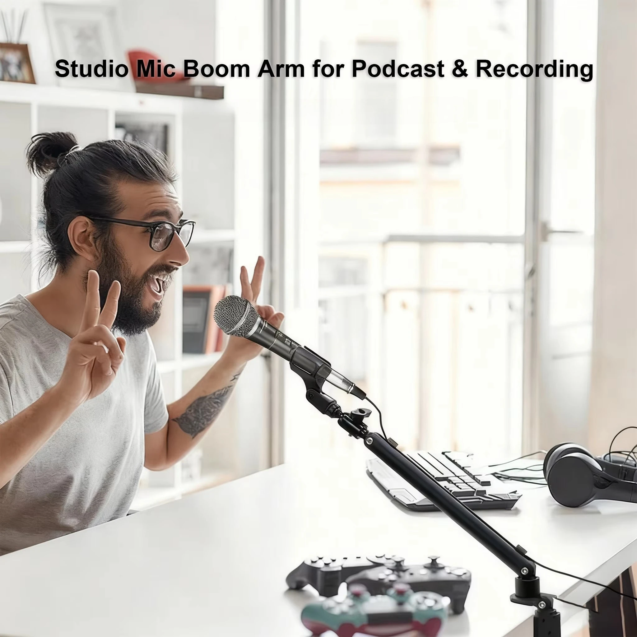 360° Rotatable Aluminum Mic Boom Arm Stand For Podcast Gaming Studio Microphone Holder Bulk Wholesale