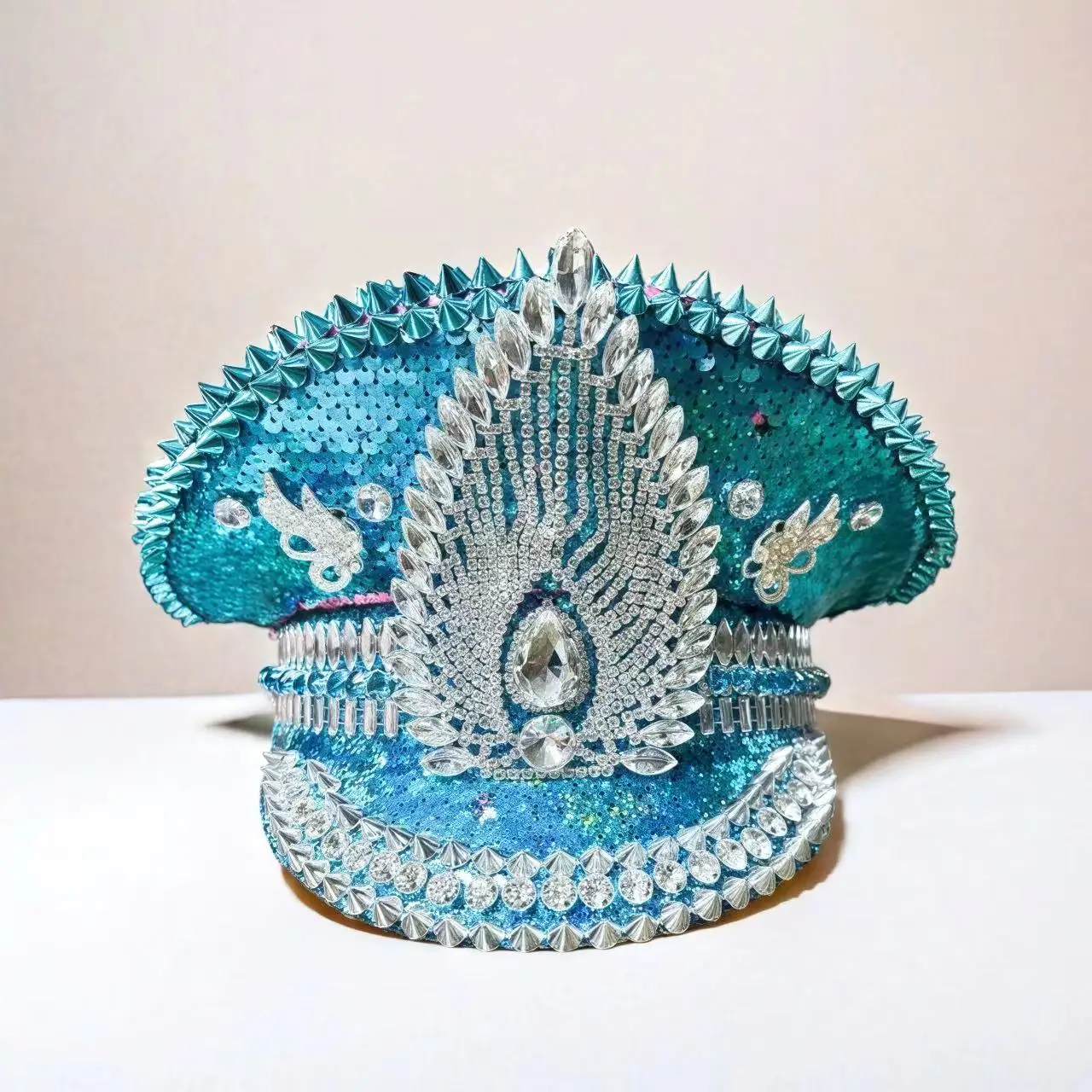 

Шляпа капитана в стиле стимпанк со стразами для Марди Гра, карнавала, рейв-фестивалей, аксессуары и праздничная шапка для женщин и мужчин