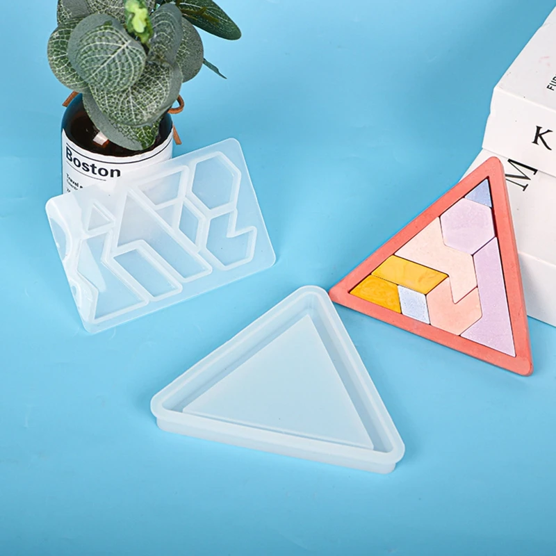 Educational Puzzle Silicone Mold Tangram Game Children Epoxy Resin Mold DIY Jewelry Crafts Making Cast Tool 2 Pcs image 4