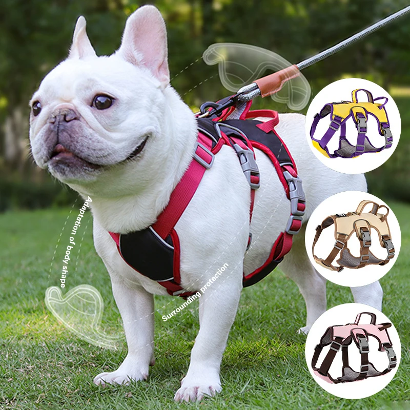 Shock-absorption Dog Harness Vest Adjustable Reflective Harness For Medium Dogs French Bulldog Walking Chest Strap Pet Supplies