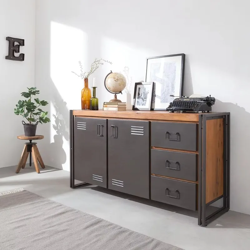 High quality retro bedside table side cabinet household kitchen sideboard metal locker