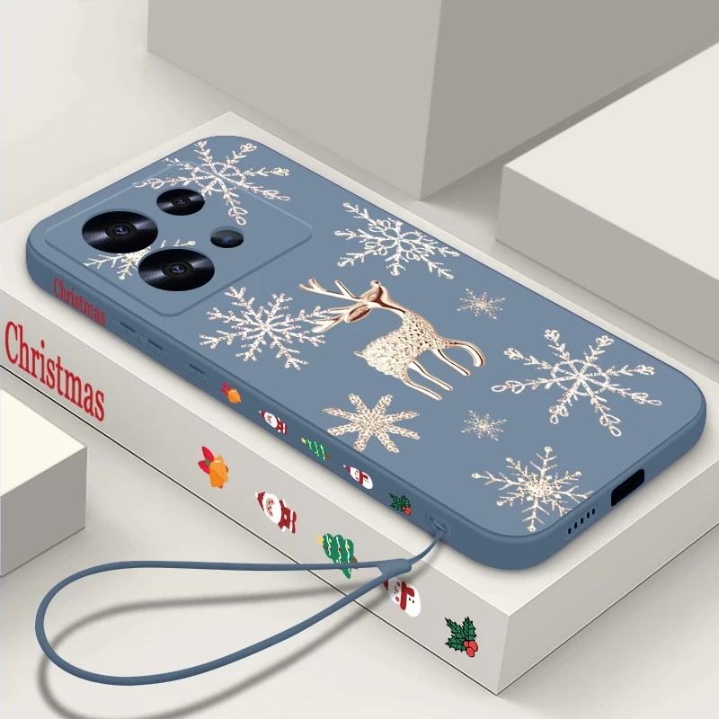 

Красивый чехол из ТПУ с принтом лося для Xiaomi Poco X6 X5 Pro M6 Pro C65, противоударный мягкий силиконовый ремешок на запястье, задняя крышка