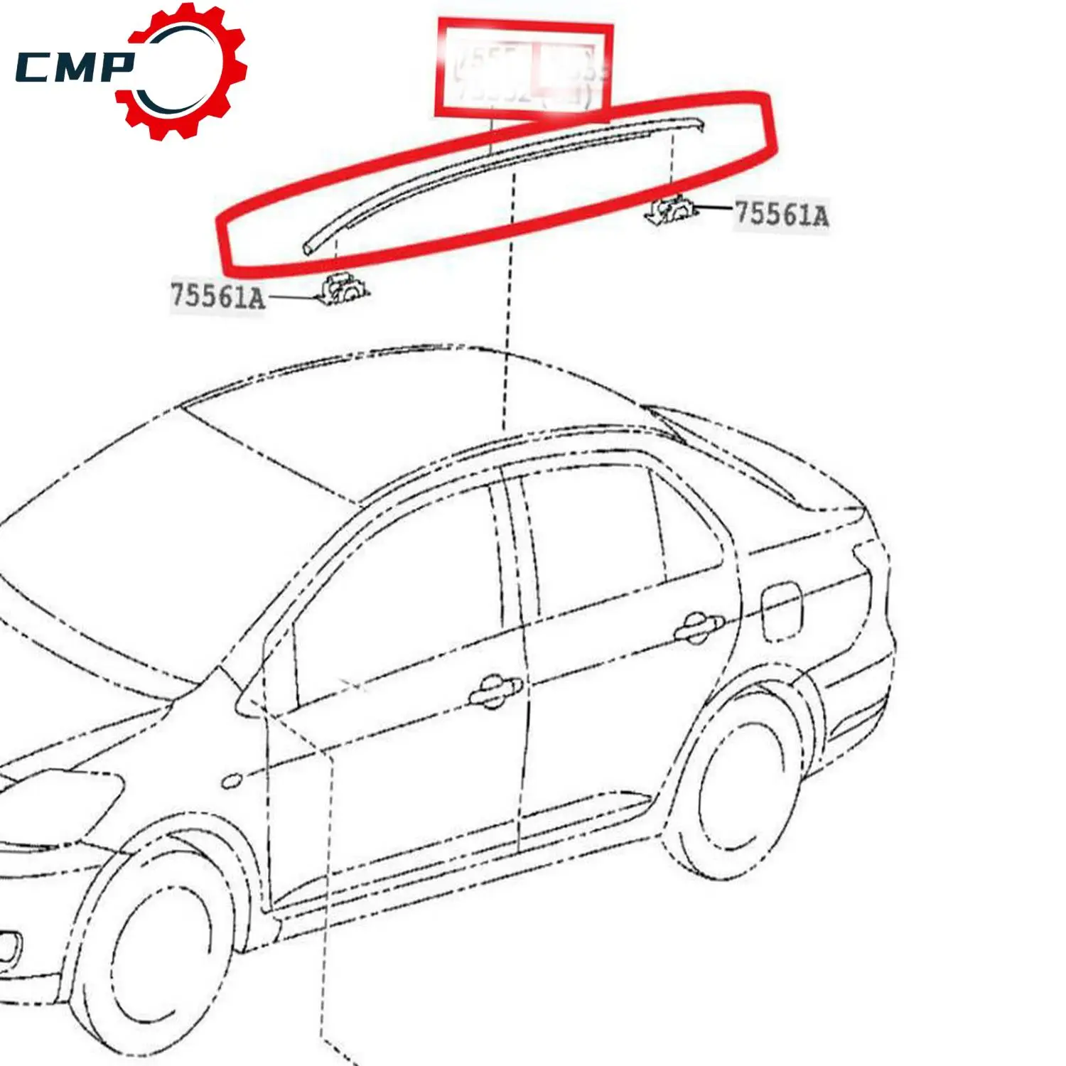 

1Pair L+R Side Roof Drip Moulding Trim Set For Toyota Yaris Sedan 2007 2008-2011 75551-52160 75552-52140