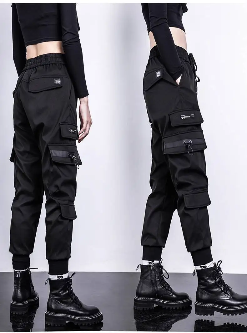 HKSH Women Tide Cargo Pants Casual Loose Trend American Pockets Safari Style Overalls High Street Foot Binding Hiking Ins HK3902