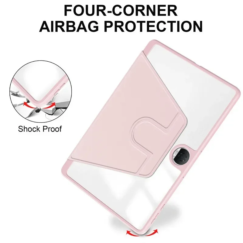 Funda con rotación acrílica para Oneplus Pad GO, funda con soporte de cuero PU de 11,4 pulgadas para OPPO PAD NEO Air 2 de 11,4 "2024 con portalápices