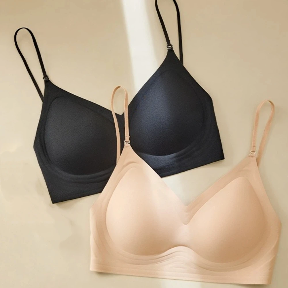 

Simple Deep V Wireless Push Up Bra Shockproof Anti-sagging Underwear for Women Lingerie Back-beautiful Seamless Bra Gifts