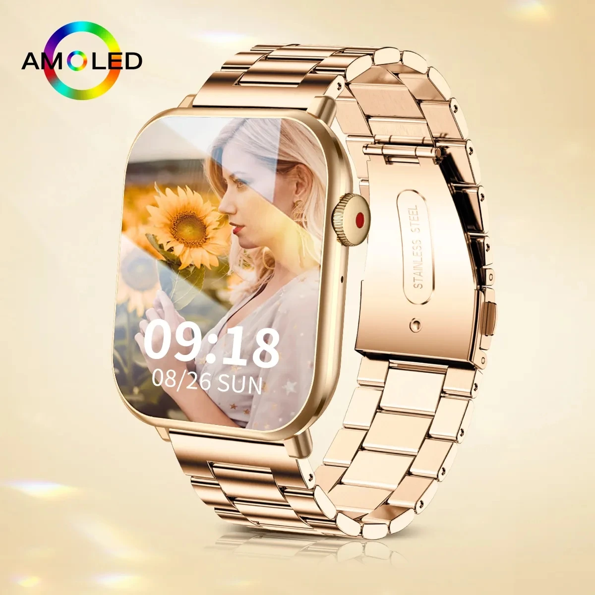 New AMOLED Women Smart Watch For Men Body Temperature Sports Fitness Watches Waterproof Bluetooth Call Digital Smartwatch Ladies