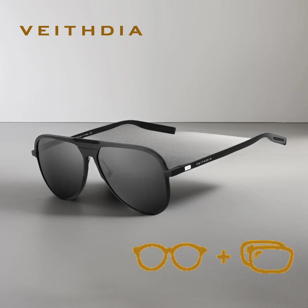 VEITHDIA Customize Prescription Retro Sunglasses Outdoor Polarized UV400 Eyewear Myopia Glasses with Recipe For Men Women PJ6880