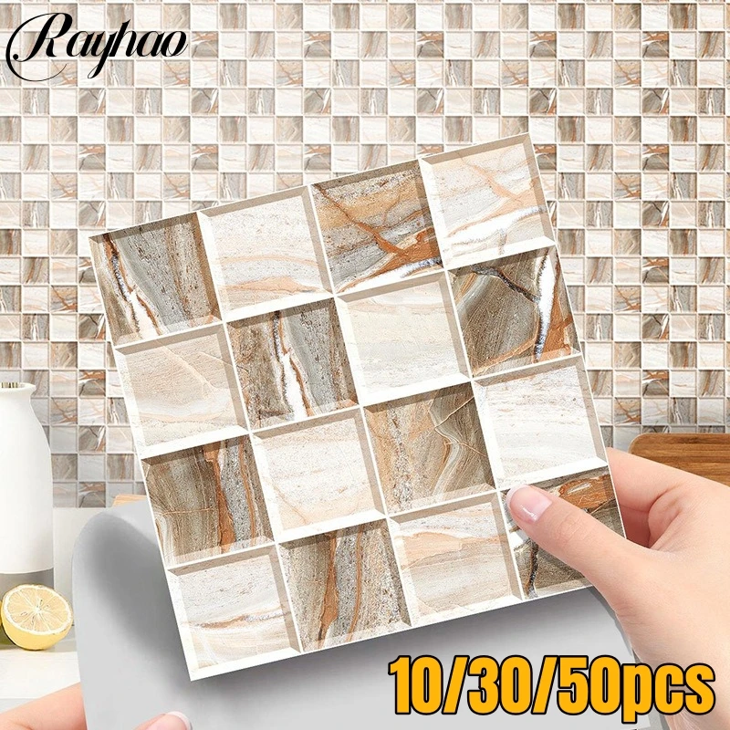 

PVC Grid Wall Stickers Waterproof Anti-Oils Wallpaper Decal for Bathroom Kitchen Home Decoration Room Backsplash Vinyl Stickers