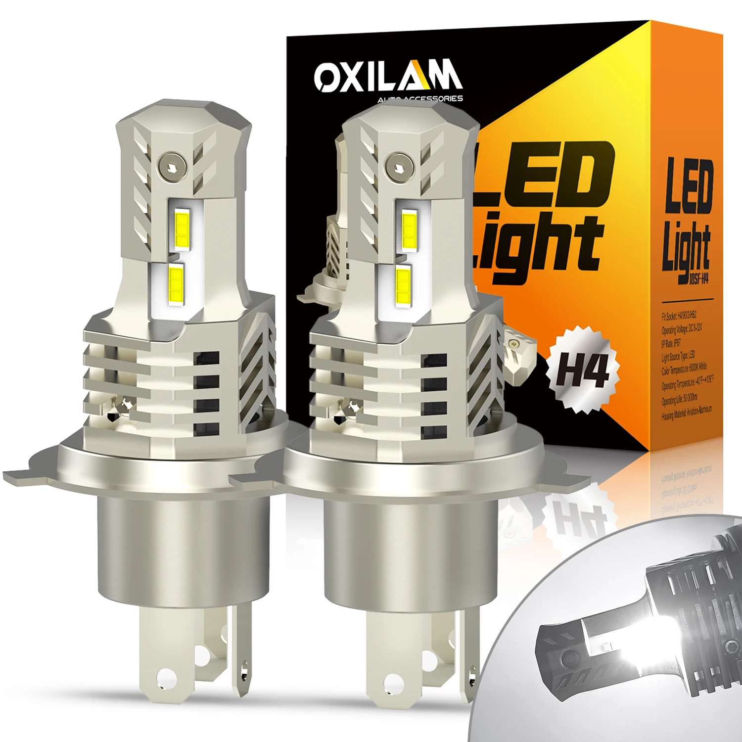 OXILAM H4 LED 9003 Headlight Bulb Canbus CSP Fanless Hi/Lo Beam HB2 LED Headlamp for Lada Niva Priora Kalina Vesta Samara Granta