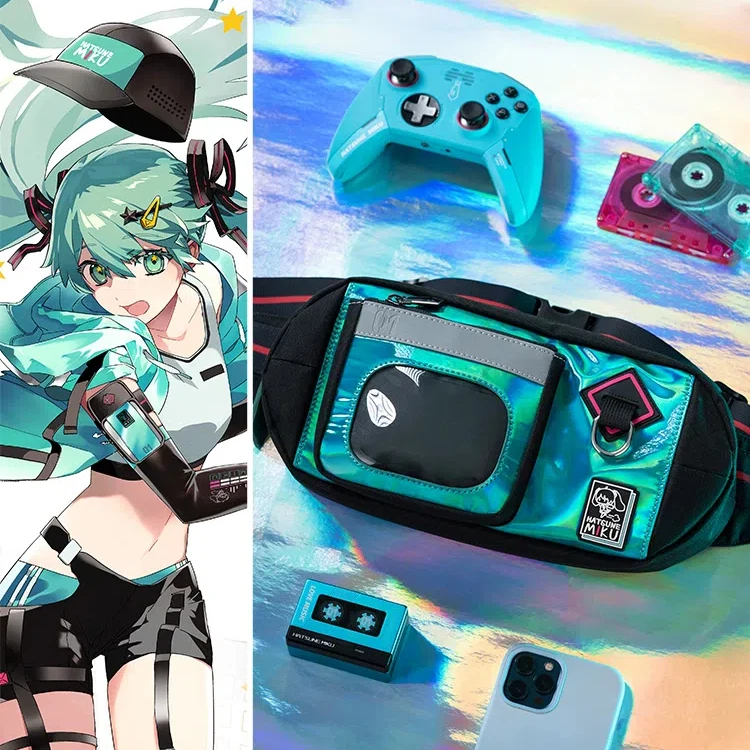 moeyu 2024 Nowy Anime Hatsune Miku Figurka kawaii Model Zabawki na zewnątrz Seria do biegania Torba na klatkę piersiową Torba crossbody Rekwizyty do