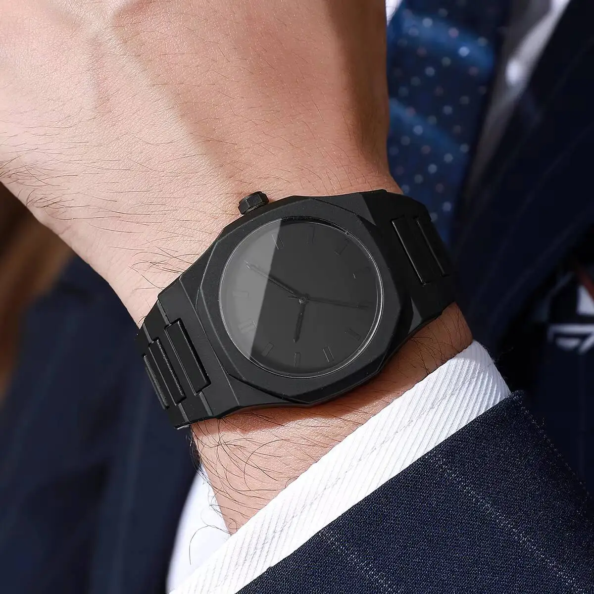Relojes informales con banda de plástico para Hombre, Reloj de pulsera de negocios con esfera Simple para Hombre, Reloj para Hombre (sin caja)