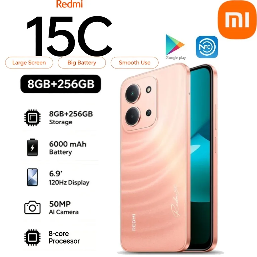 Xiaomi Redmi 15C 5G Smartphone 2026 New Global Edition 8 GB RAM 256 GB Storage 6.81-inch Display Dual SIM 5G Network