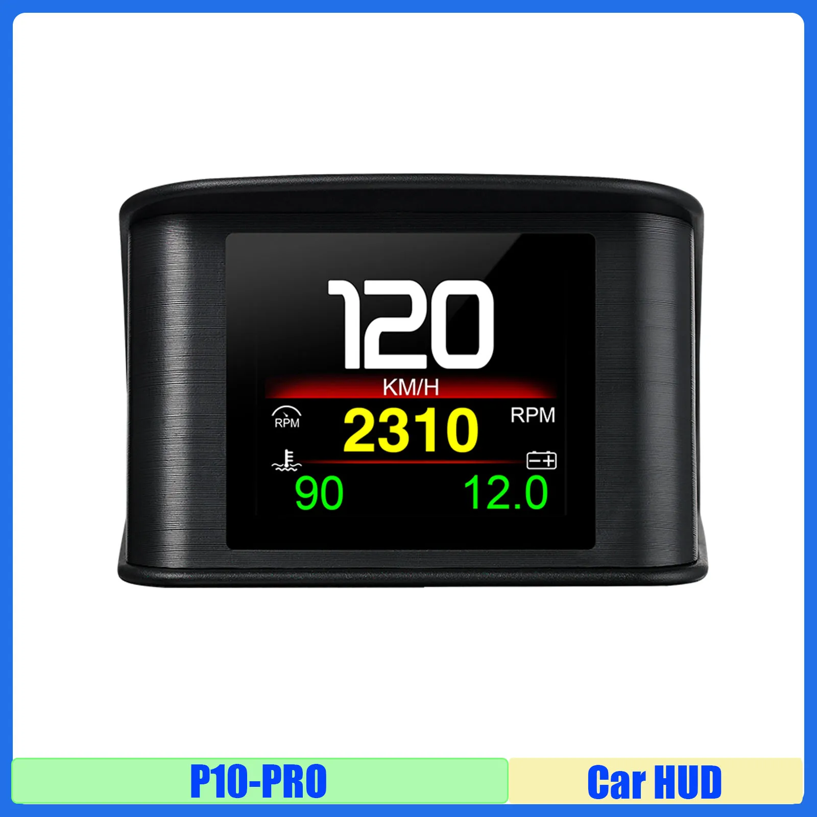 عداد السرعة OBD2 HUD Obd P10-Pro شاشة عرض علوية ذكية رقمية إنذار السرعة الزائدة ملحقات إلكترونية تلقائية لسيارة البنزين المخصصة