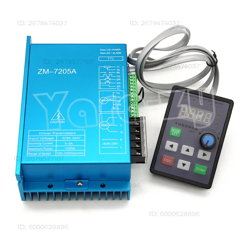 

310V High Voltage High Power DC Brushless Motor Driver 220V AC Max 5A 1100W BLDC With Handheld Intelligent Setting Unit ZM-7205A