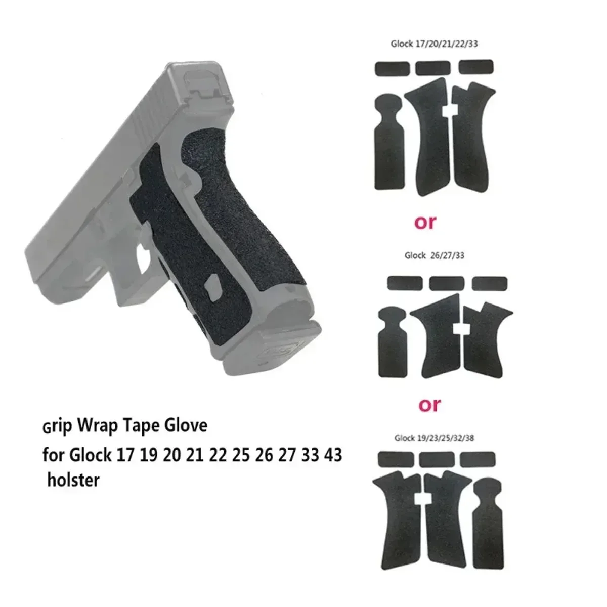 

Non-slip Rubber Texture Grip Wrap Tape Glove Waterproof For Glock 17 19 20 26 27 33 Holster 9mm Pistol Accessories