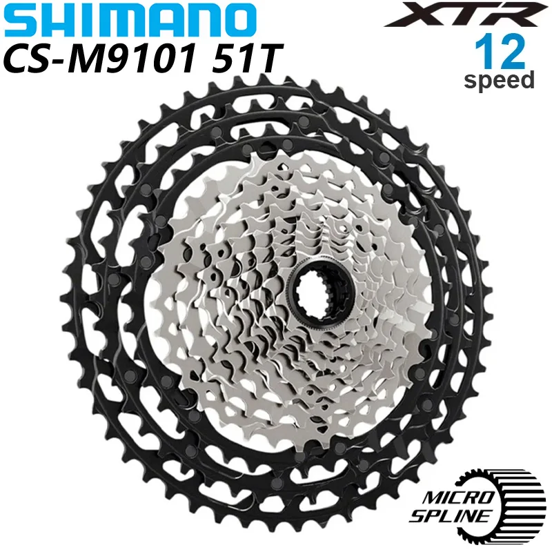 

SHIMANO XTR CS M9100 12 Speed 10-51T Cassette Sprocket Micro Spline Bike Freewheel 12S HYPERGLIDE+ M9101 Original MTB Bike Parts