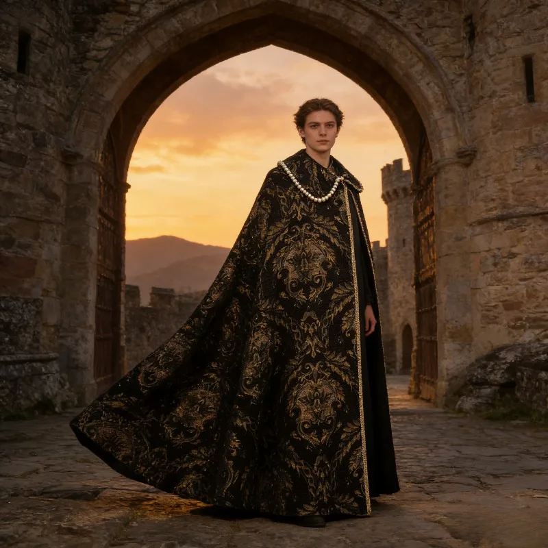 

Medieval Renaissance Clothing Noble Tudor King Costume Cloak RenFaire Shoulder Cape Historical Reenactment Attire