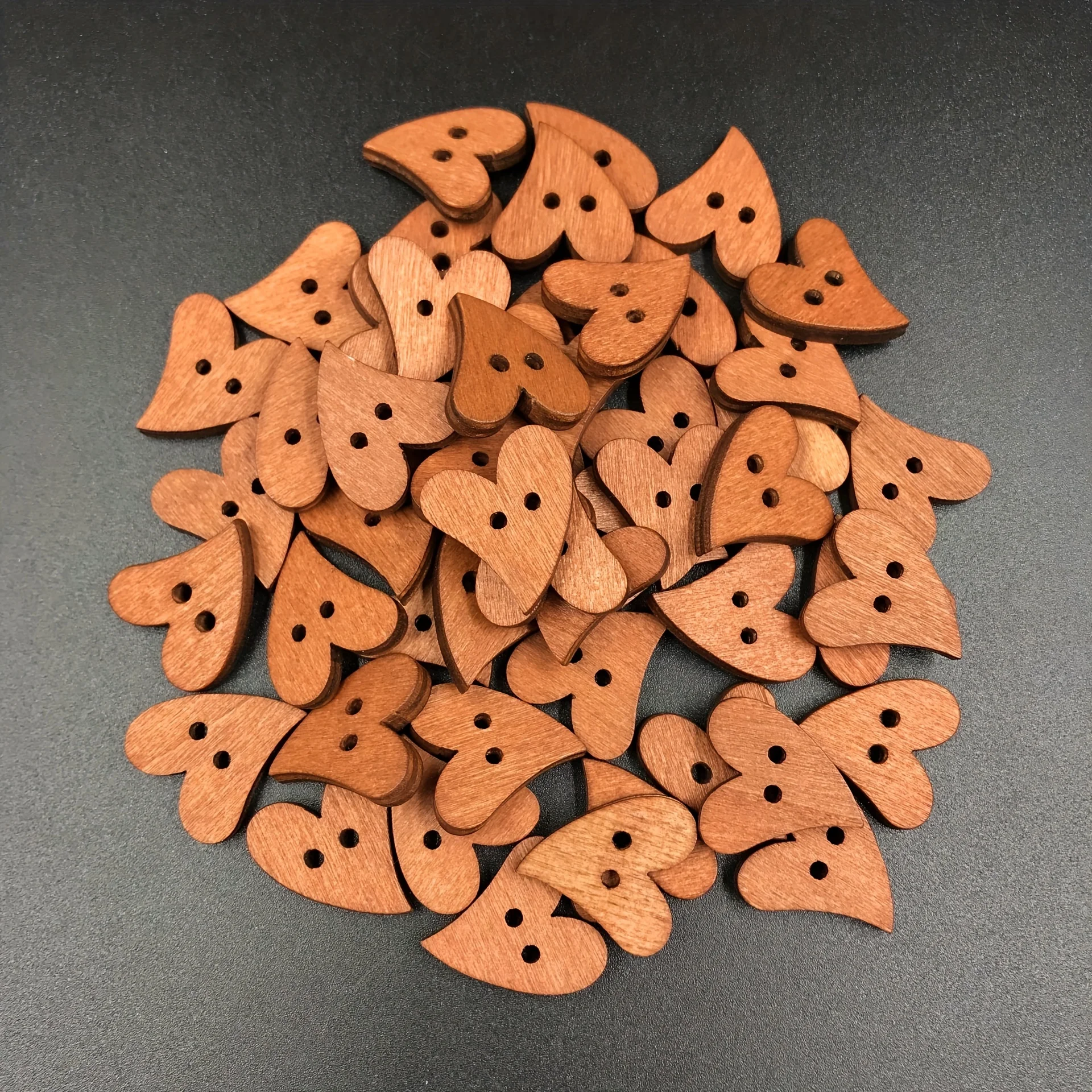 100pcs Wooden Heart-Shaped Buttons, Wooden Vintage Buttons For Clothing Sewing, Craft, And DIY Projects & More!