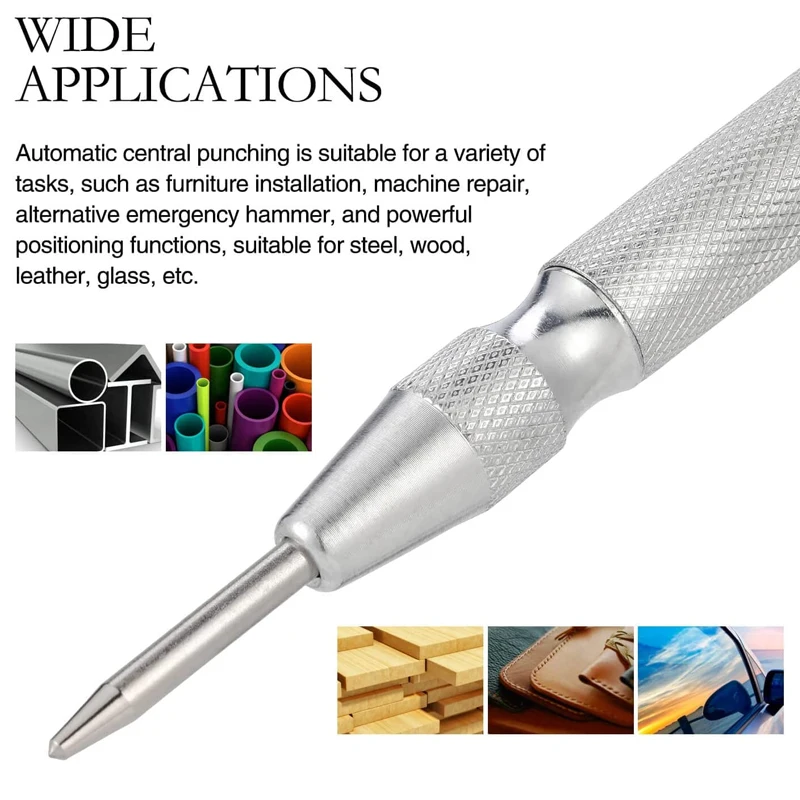 5 Inch Automatic Centre Punch General Woodworking Metal Drill Spring Loaded Mark Center Punch Tool for Metal Wood Glass